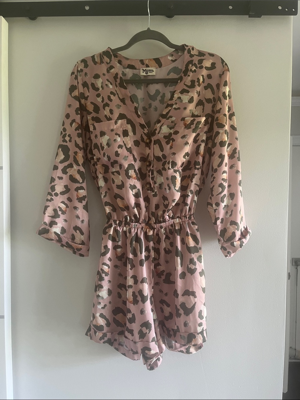 Show Me Your Mumu Blush Pink Leopard Satin Romper